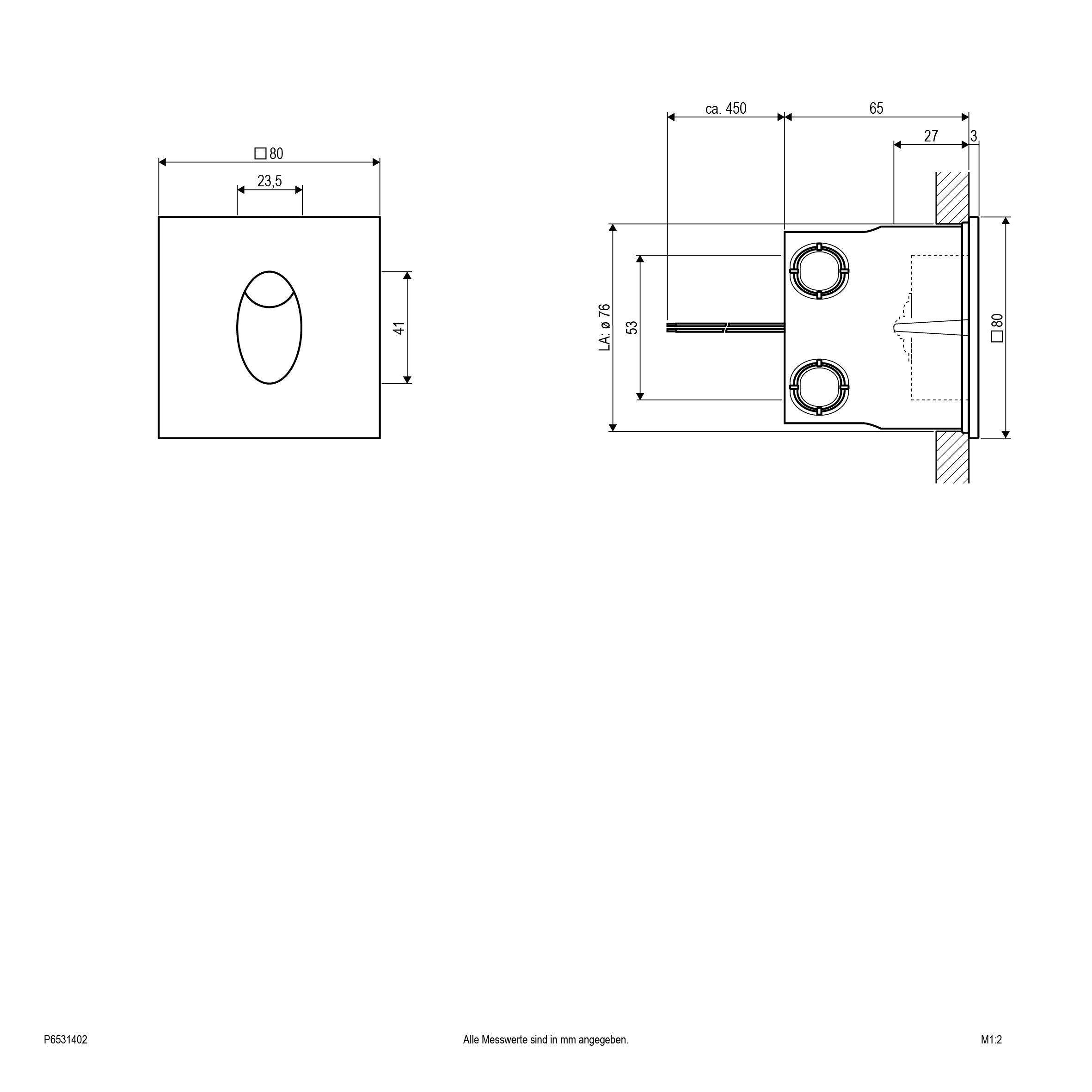 EVN LED Blendfreie Leuchte Aluminium viereckig 80x80x30mm 2,5W 3000K 95lm 21-40° IP65