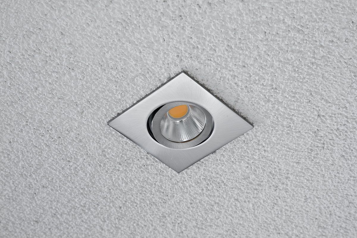 EVN Power-LED Leuchte Edelstahl Optik schwenkbar viereckig 83x83x48,5mm 8,4W 3000K 1010lm 21-40° 220-240V IP65