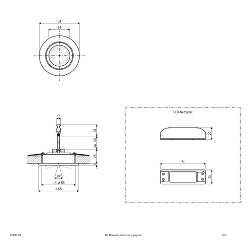EVN LED Leuchte Chrom schwenkbar rund 64x28mm 3W 3000K 210lm 5-10° 100-240V IP20