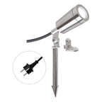 EVN LED Spot Edelstahl Optik schwenkbar rund 56mm 4,6W 4000K 390lm 21-40° 220-240V IP65 mit Erdspieß