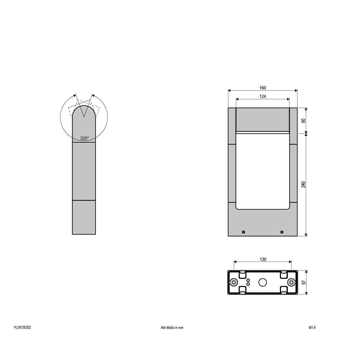 EVN Power-LED schwenkbarer Kopf Wegeleuchte anthrazit schwenkbar rechteckig 160x54x300mm 6W 3000K 550lm >80° 100-240V IP54