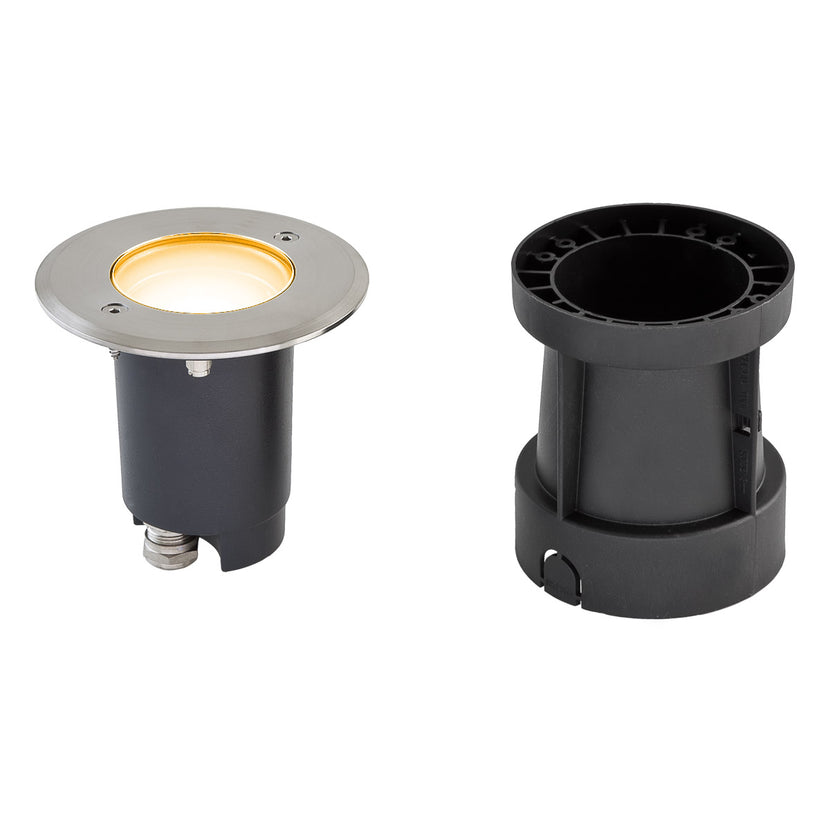 EVN LED Bodeneinbauleuchte Edelstahl Optik schwenkbar rund 120x110mm 5W 3000K 450lm 21-40° 230V IP67