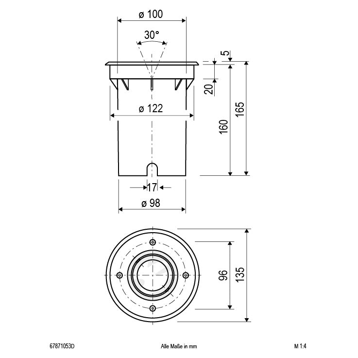 EVN LED Bodeneinbauleuchte Edelstahl Optik schwenkbar rund 135x145mm 5W 3000K 450lm 21-40° 230V IP67