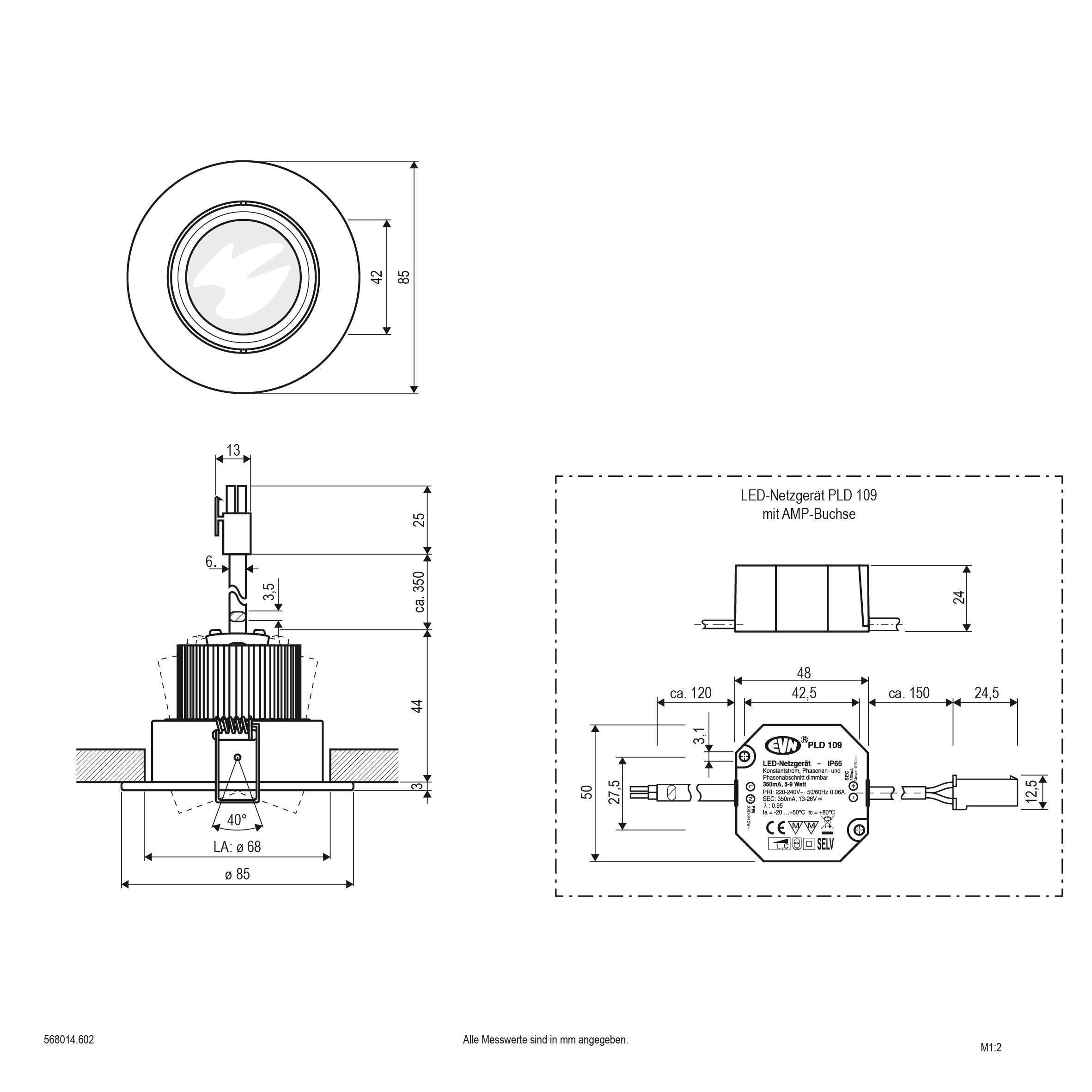 EVN Power-LED Leuchte Aluminium poliert schwenkbar rund 85x28mm 6W K 620lm 12V IP20