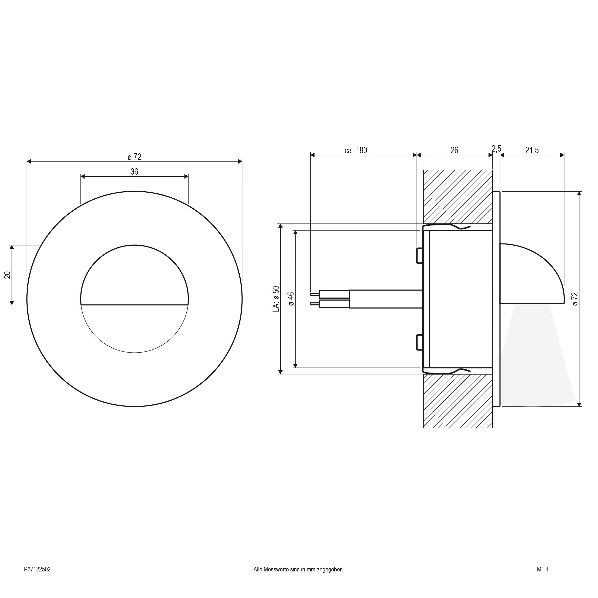 EVN LED Leuchte Edelstahl Optik rund 72x50mm 2,5W 3000K 84lm 21-40° 12V IP67