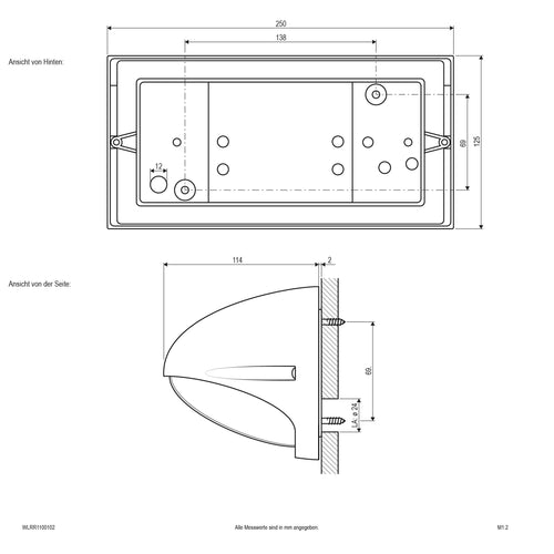 EVN LED Leuchte weiß rechteckig 125x250x116mm 10W 3000K 750lm >80° 220-240V IP54