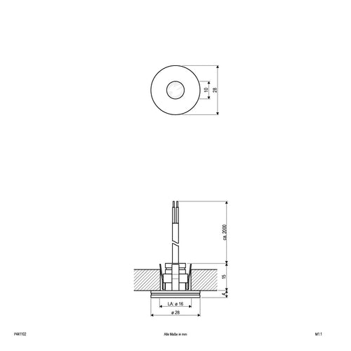 EVN LED Lichtpunkt Edelstahl Optik rund 28x19mm 1W 3000K 58lm 21-40° IP44