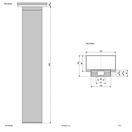 EVN LED Wegeleuchte anthrazit rechteckig 120x40x650mm 8W 3000K 625lm >80° 100-240V IP54