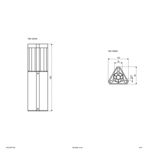 EVN LED Wegeleuchte anthrazit dreieckig 104x104x350mm 7W 3000K 345lm 41-80° 100-240V IP54