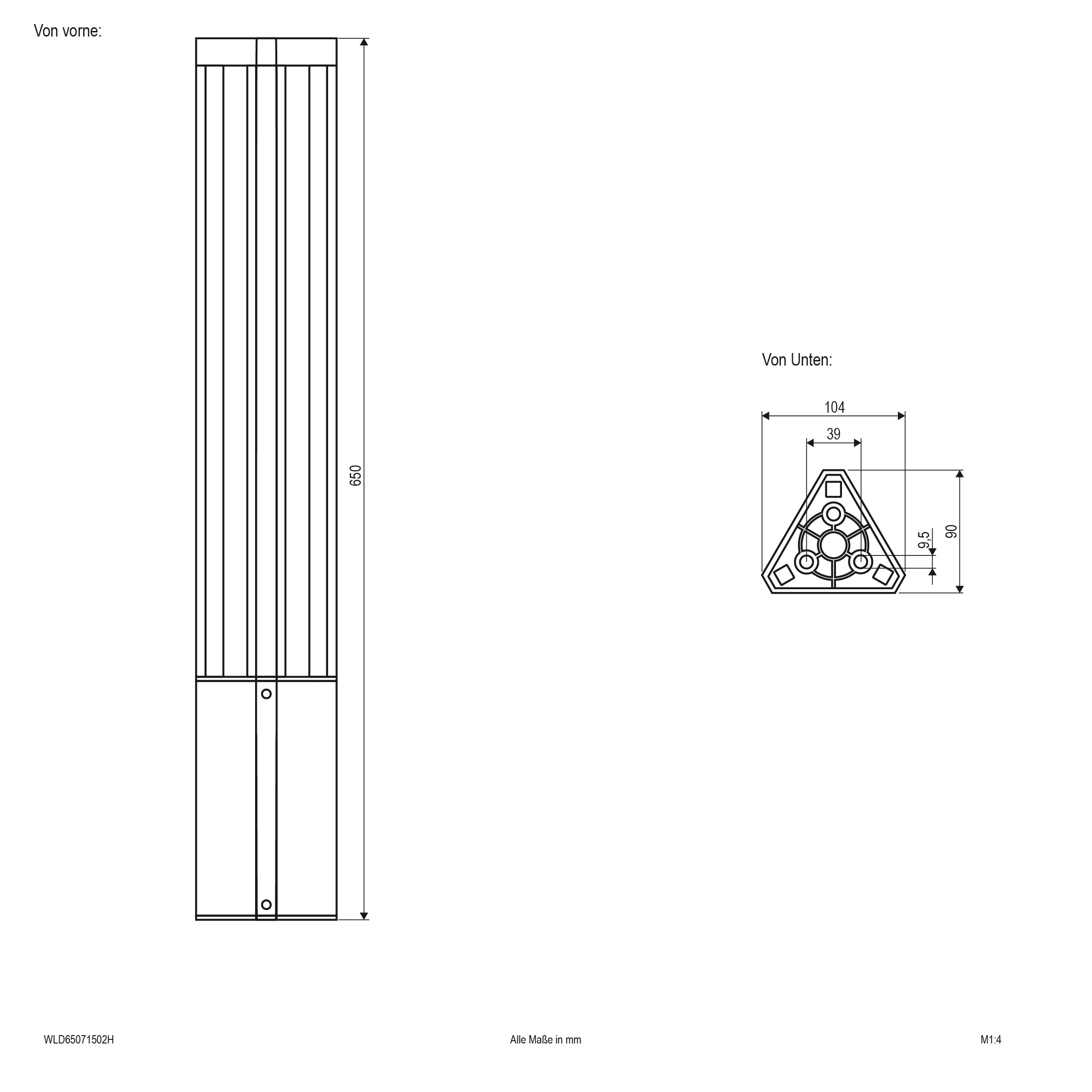 EVN LED Wegeleuchte anthrazit dreieckig 104x104x650mm 7W 3000K 481lm 41-80° 100-240V IP54