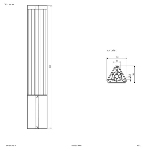 EVN LED Wegeleuchte anthrazit dreieckig 104x104x650mm 7W 3000K 481lm 41-80° 100-240V IP54