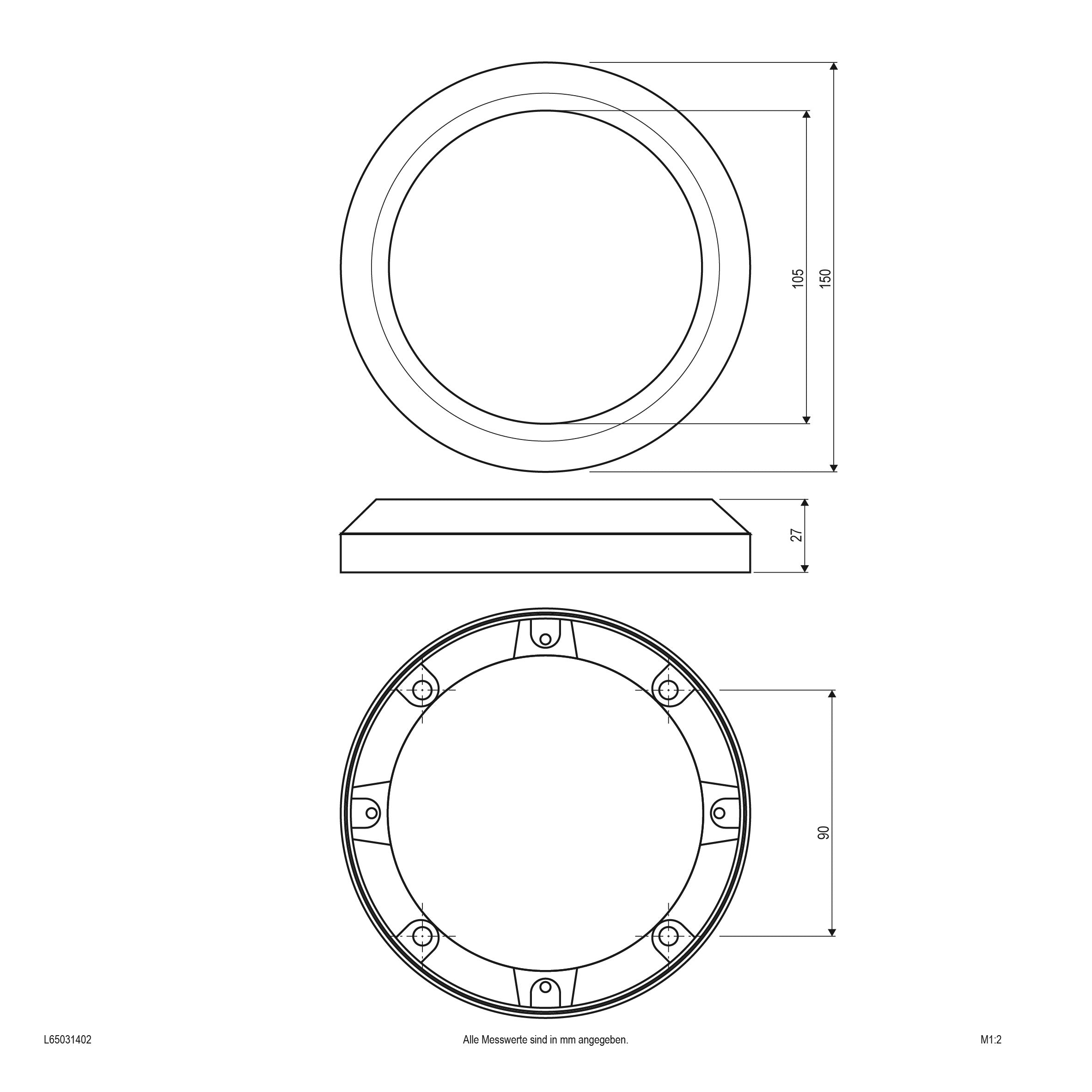 EVN LED Leuchte grau rund 150x27mm 3W 3000K 200lm >80° 230V IP65