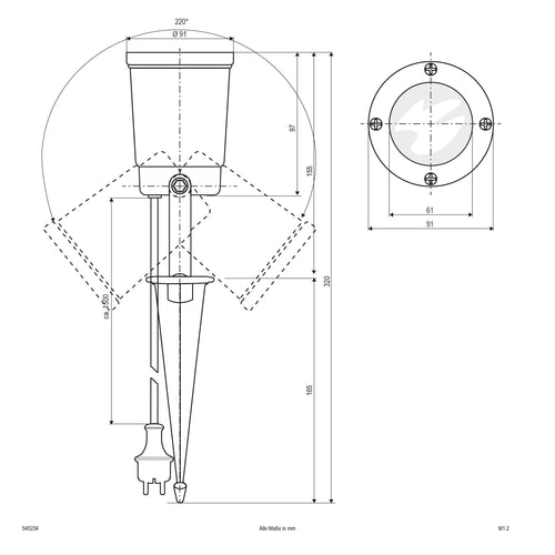 EVN Leuchte Silber schwenkbar drehbar rund 91mm 220-240V IP54 mit Erdspieß