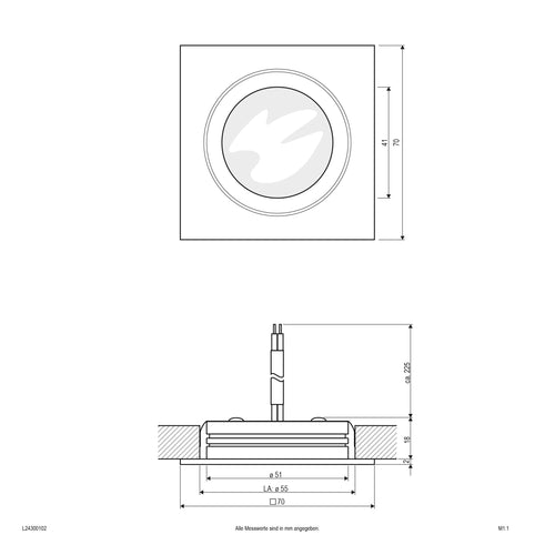 EVN LED Leuchte weiß viereckig 70x70x20mm 3W 3000K 210lm >80° IP20