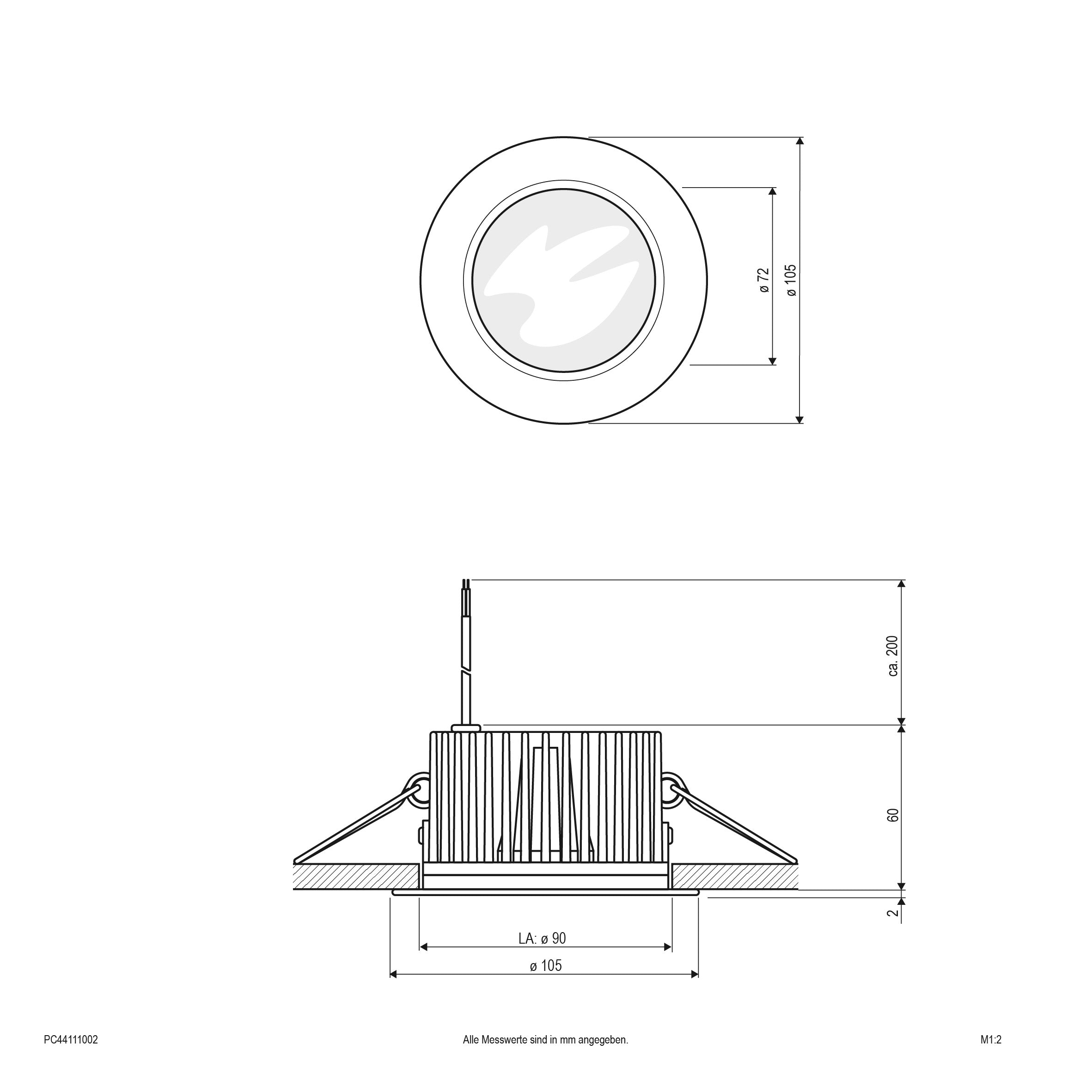 EVN LED Leuchte Edelstahl Optik rund 105x55mm 11W 3000K 1130lm >80° 24V IP44
