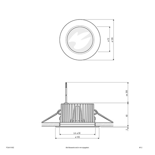 EVN LED Leuchte Edelstahl Optik rund 105x55mm 11W 3000K 1130lm >80° 24V IP44