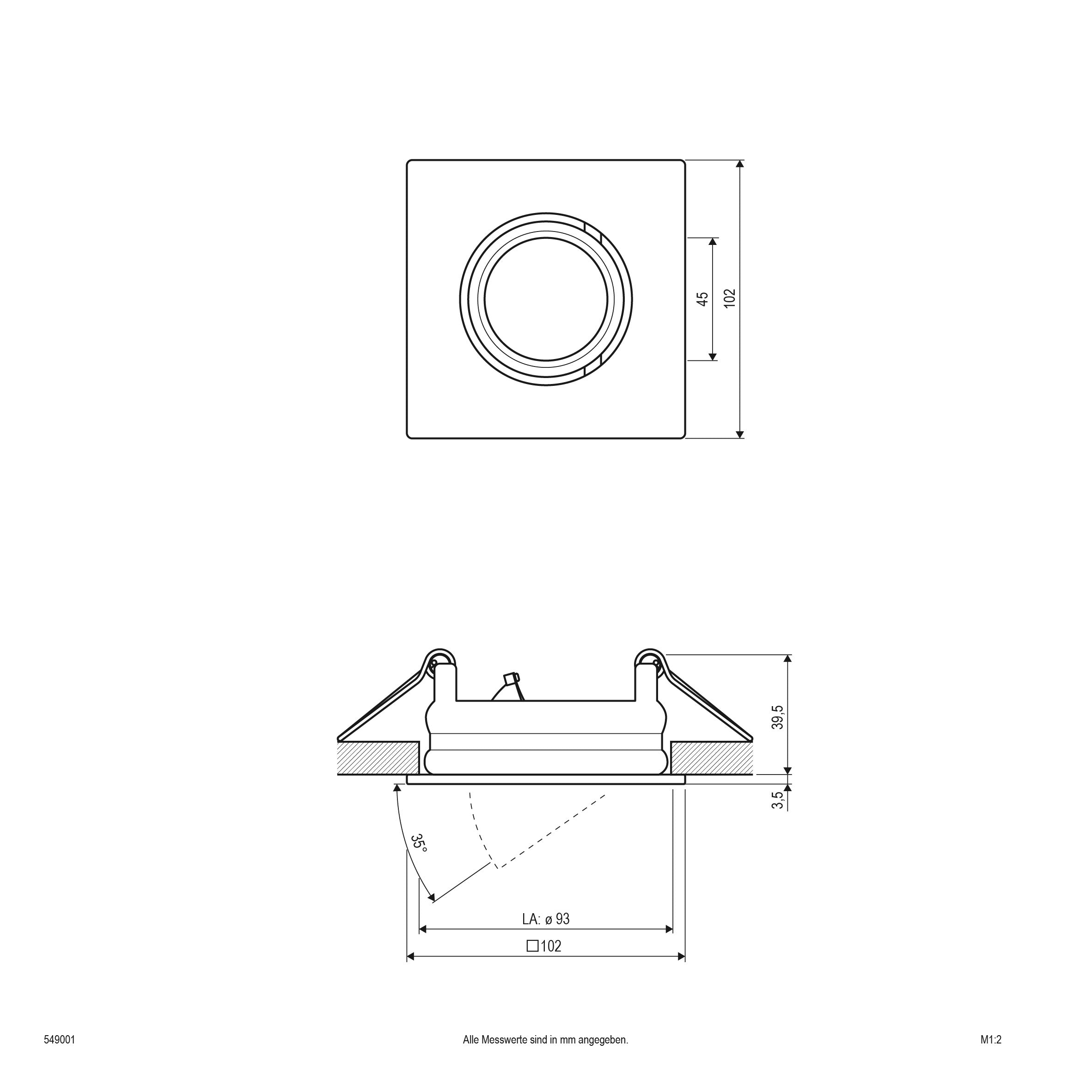 EVN Leuchte weiß schwenkbar viereckig 102x102x43mm 12V IP20