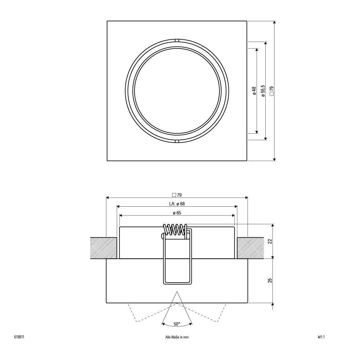 EVN Leuchte Chrom schwenkbar viereckig 79x79x47mm 12V IP20