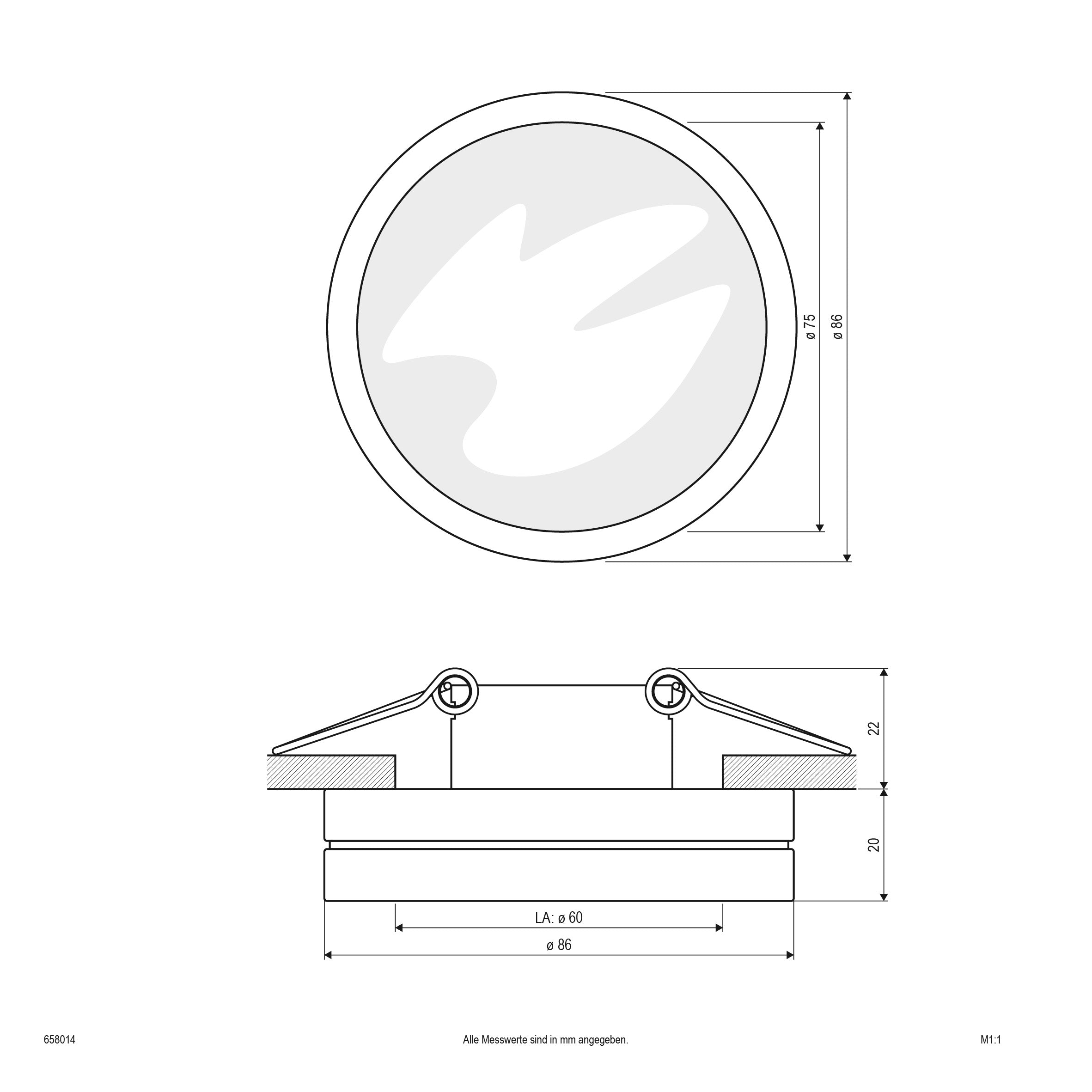 EVN Leuchte Aluminium poliert rund 86x42mm -° 12V IP65
