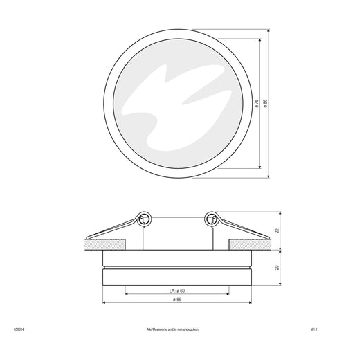 EVN Leuchte Aluminium poliert rund 86x42mm -° 12V IP65