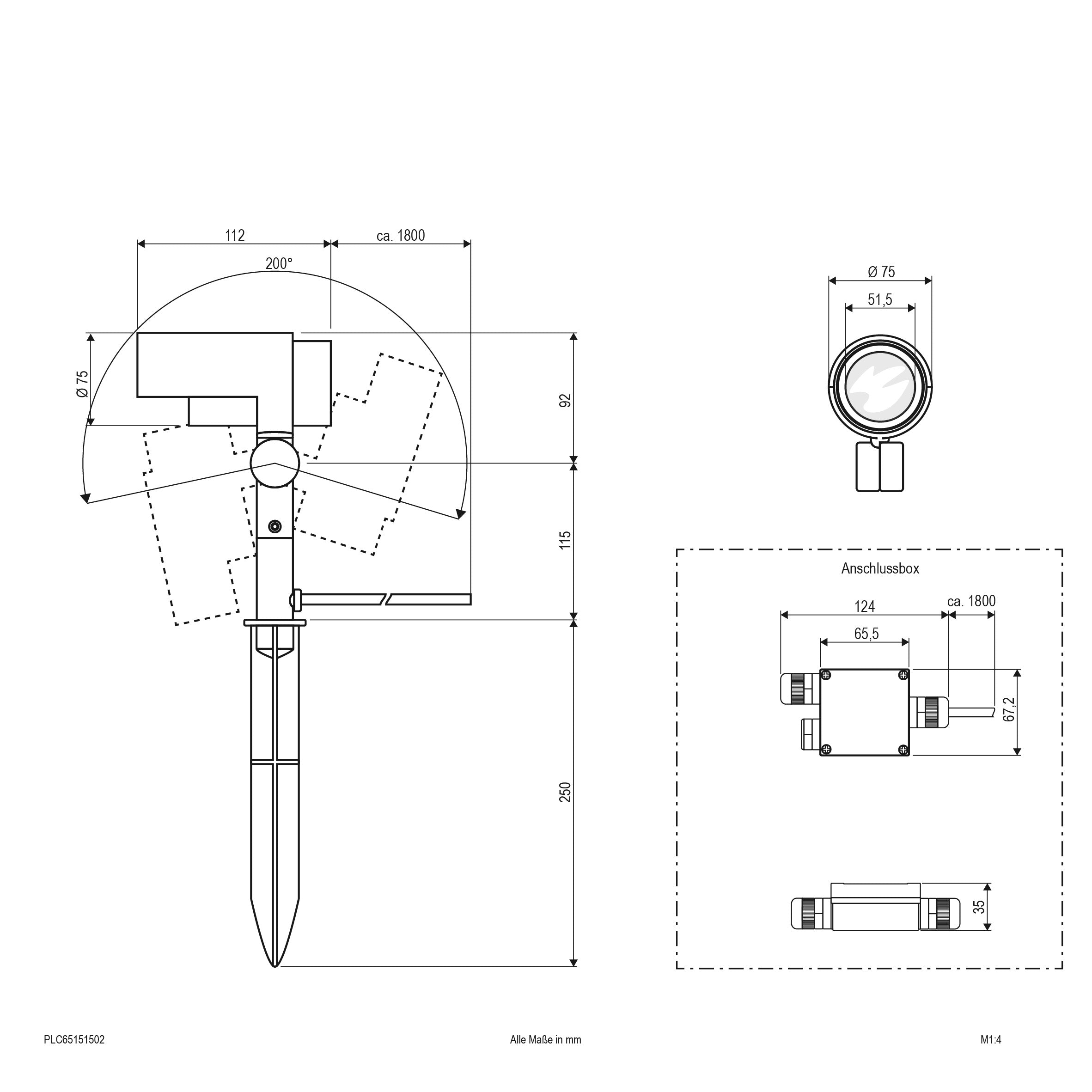 EVN LED Spot anthrazit schwenkbar drehbar rund 75x227mm 15W 3000K 934lm 41-80° 200-240V IP65 mit Erdspieß