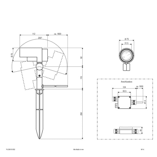 EVN LED Spot anthrazit schwenkbar drehbar rund 75x227mm 15W 3000K 934lm 41-80° 200-240V IP65 mit Erdspieß