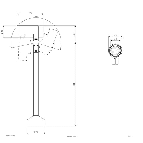 EVN LED Spot anthrazit schwenkbar drehbar rund 75x580mm 15W 3000K 934lm 41-80° 200-240V IP65 mit Anbausockel