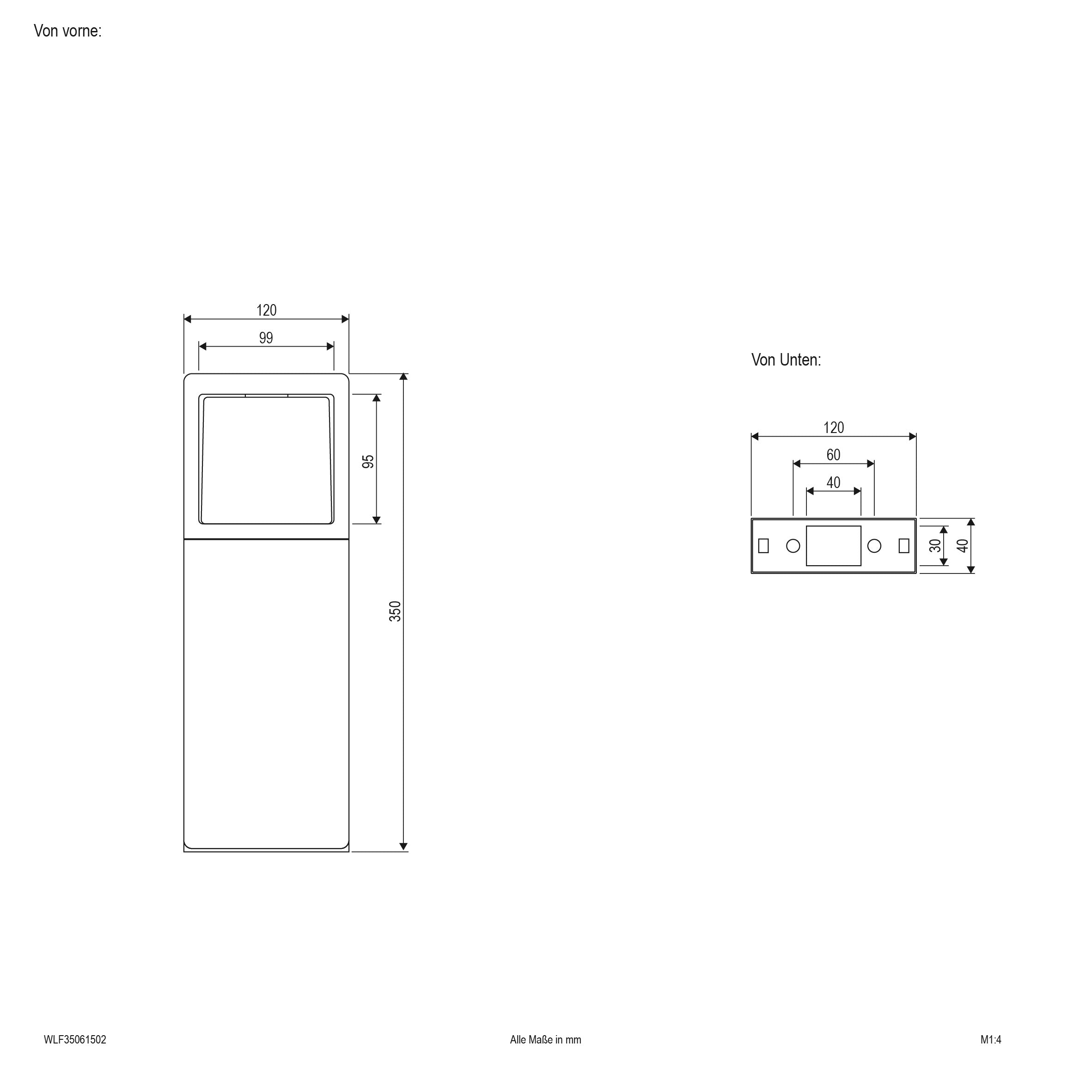EVN LED Wegeleuchte anthrazit rechteckig 120x40x350mm 6W 3000K 218lm 41-80° 200-240V IP54
