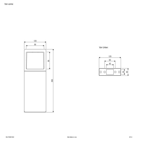 EVN LED Wegeleuchte anthrazit rechteckig 120x40x350mm 6W 3000K 218lm 41-80° 200-240V IP54