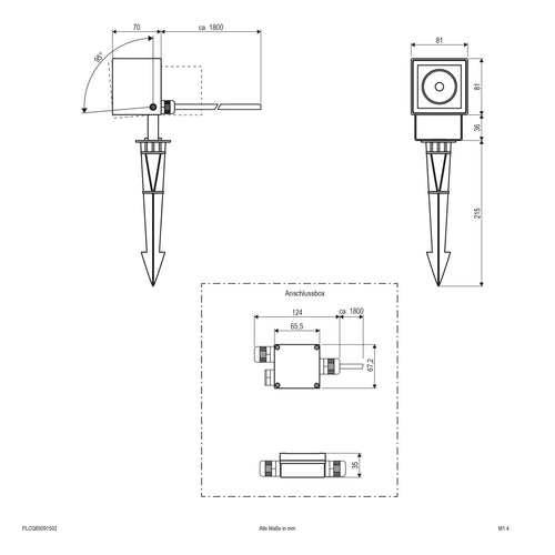 EVN LED Spot anthrazit drehbar schwenkbar viereckig 81x81x117mm 9W 3000K 512lm 21-40° 200-240V IP65 mit Erdspieß