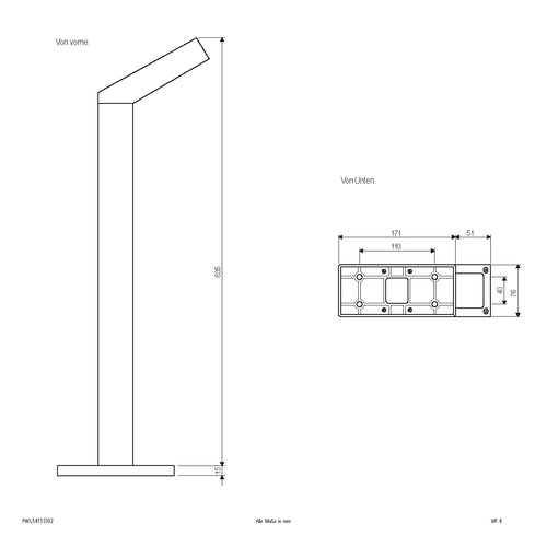 EVN LED Wegeleuchte anthrazit rechteckig 170x76x650mm 9W 3000K 210lm >80° 200-240V IP54