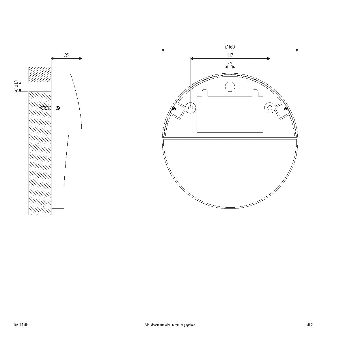 EVN LED Leuchte anthrazit rund 160x35mm 3W 3000K 298lm 41-80° 100-240V IP54