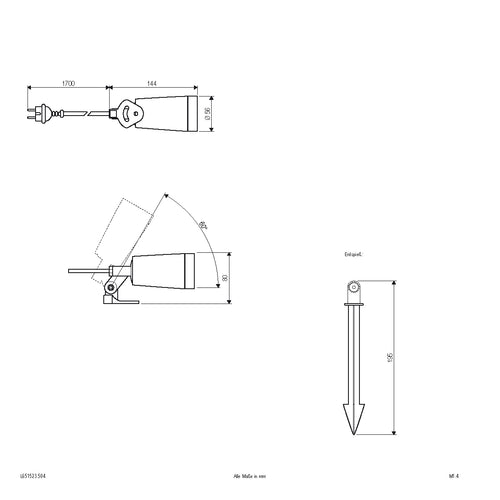 EVN LED Spot anthrazit(V4A) schwenkbar rund 56mm 4,6W 4000K 390lm 21-40° 220-240V IP65 mit Erdspieß