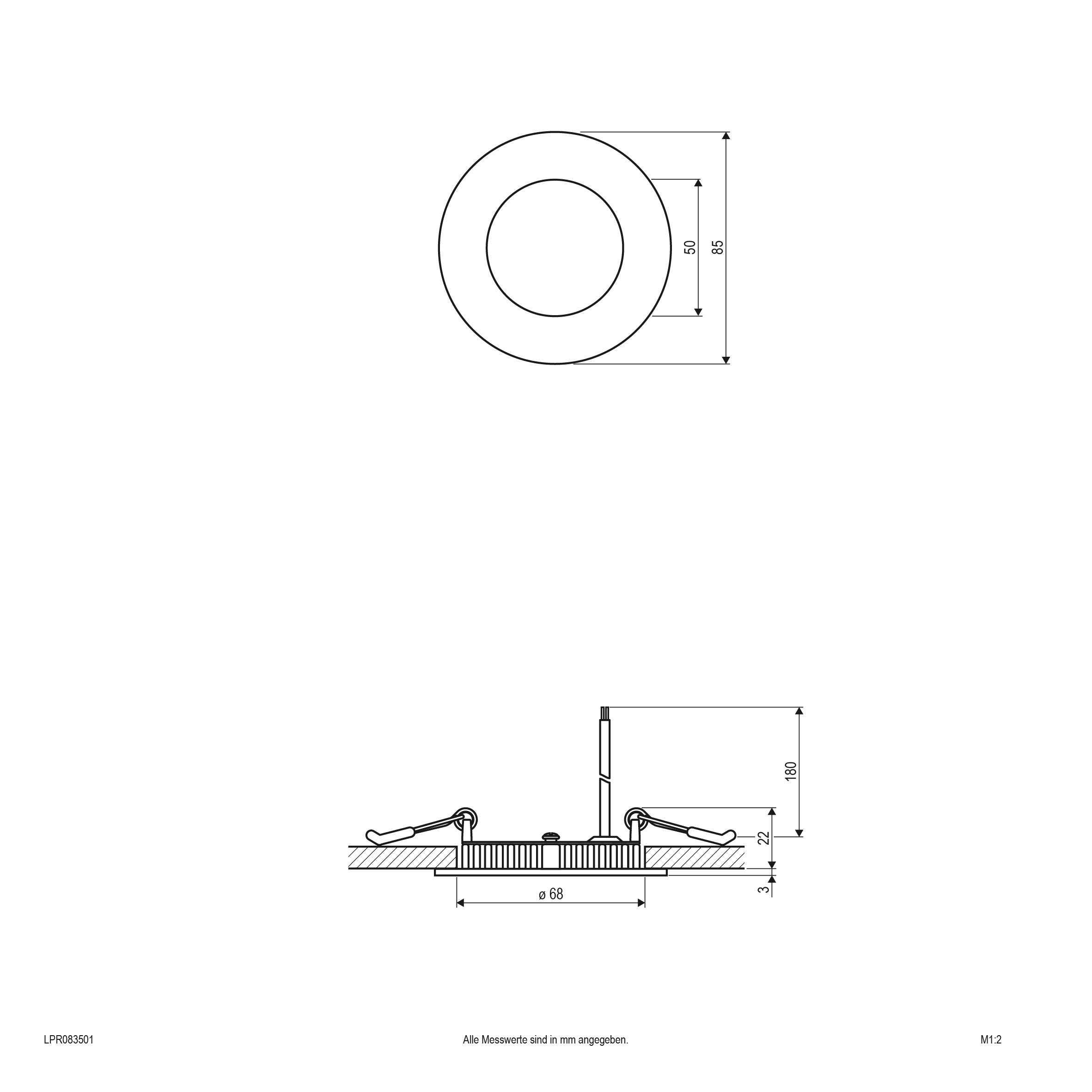 EVN LED Panel Silber rund 85x25mm 5W 4000K 360lm >80° IP20