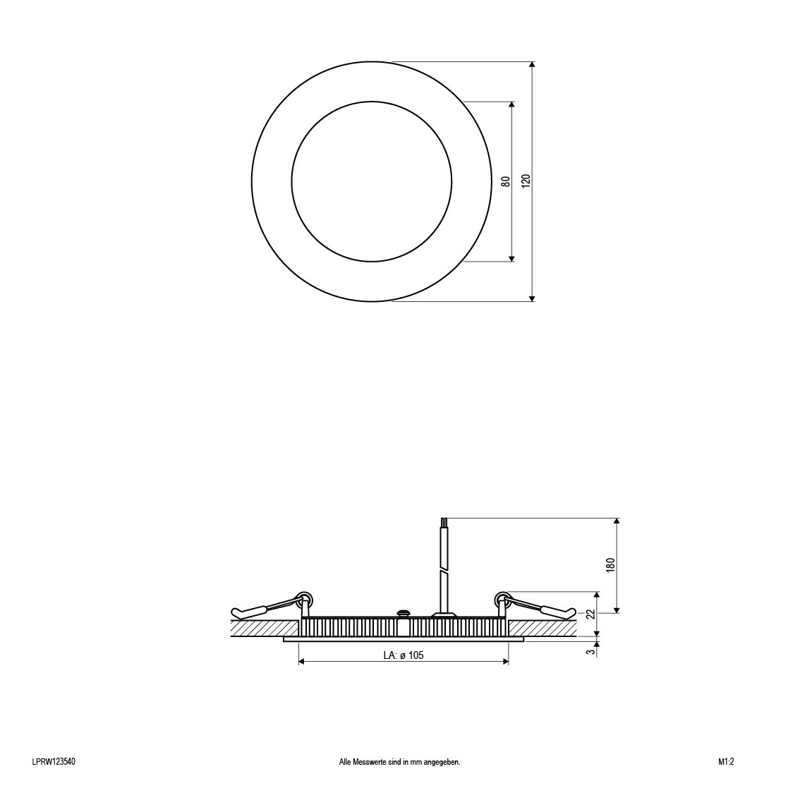 EVN LED Panel weiß rund 120x25mm 9W 4000K 630lm >80° IP20