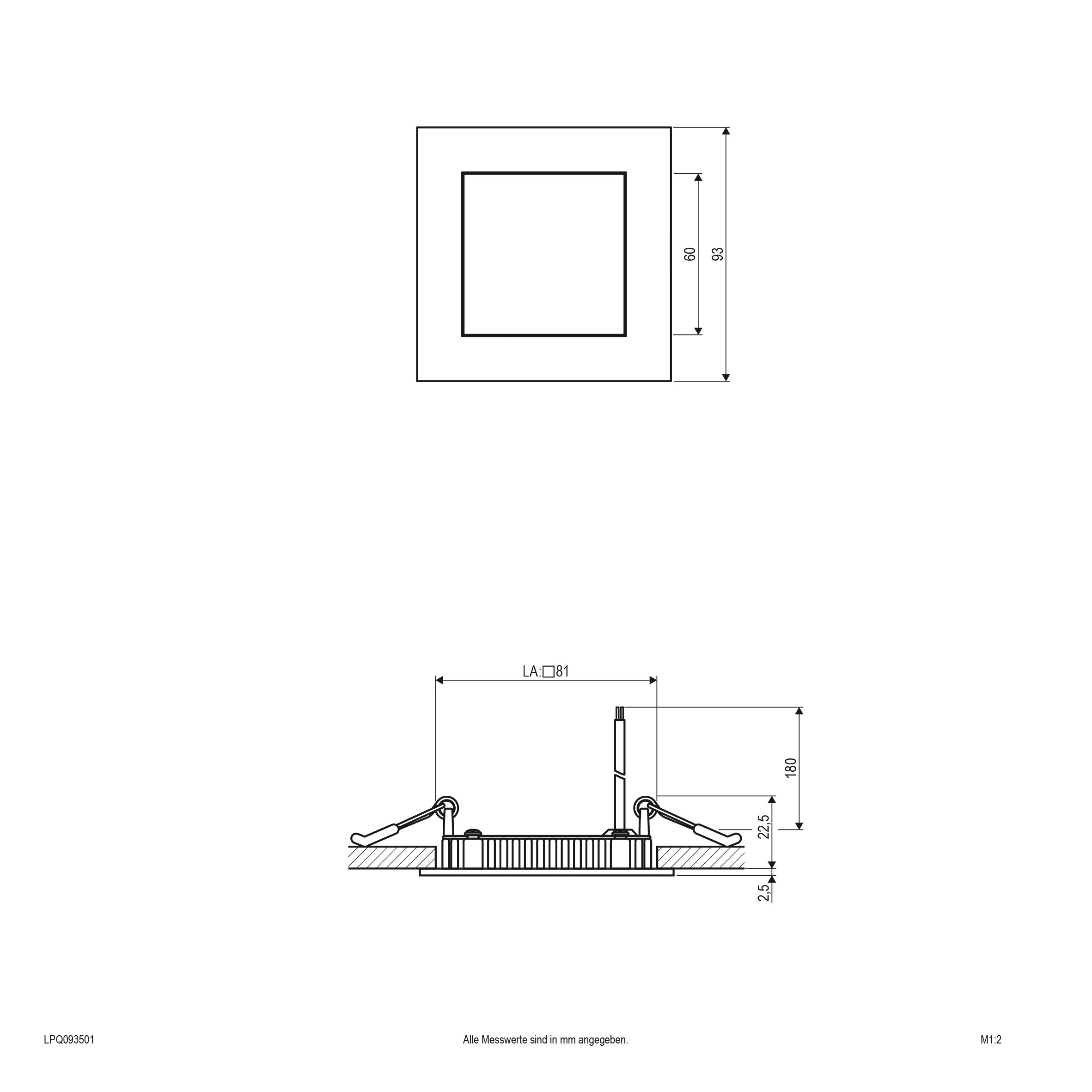 EVN LED Panel Silber viereckig 93x93x25mm 5W 4000K 372lm >80° IP20
