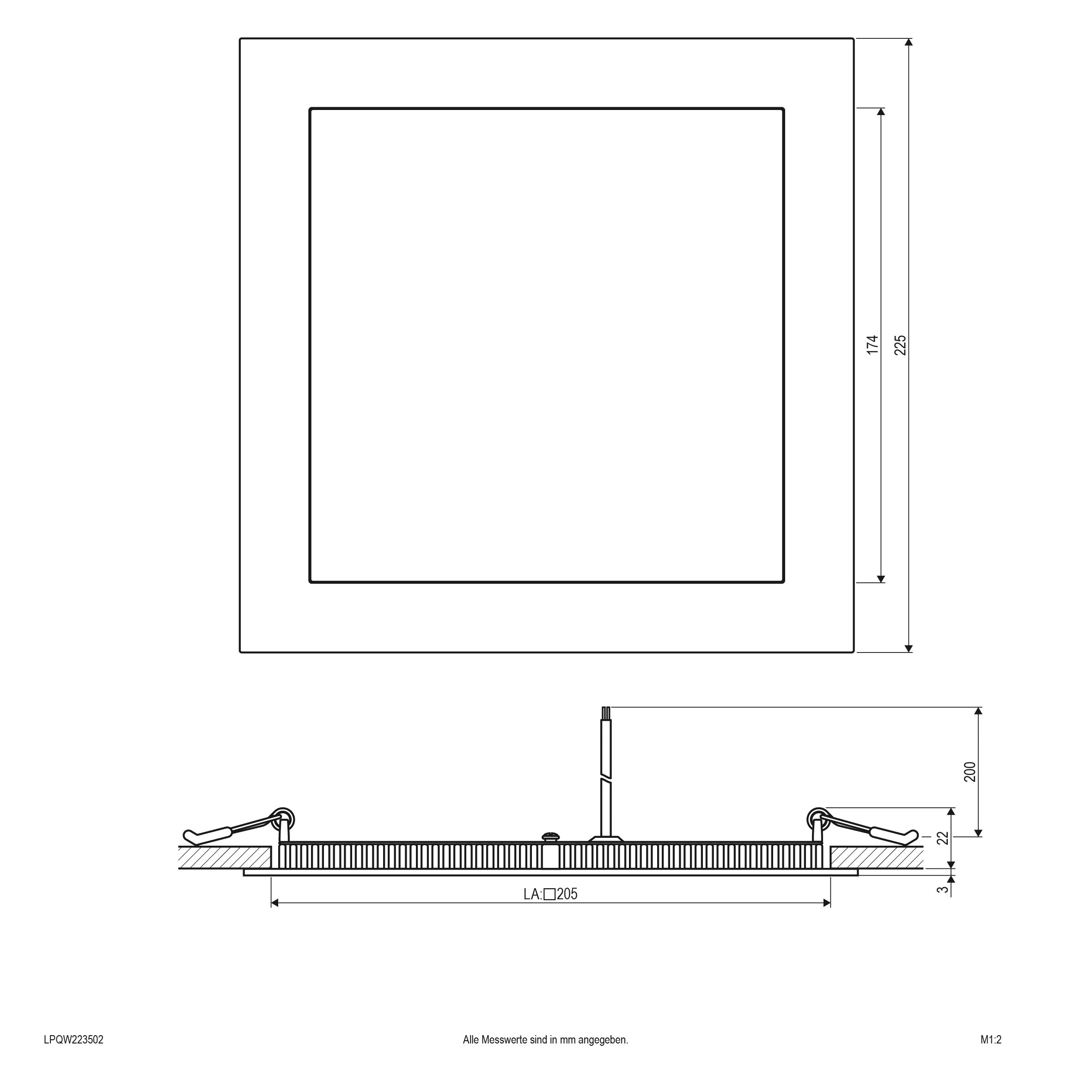 EVN LED Leuchte weiß viereckig 225x225x25mm 21W 3000K 1736lm >80° IP20