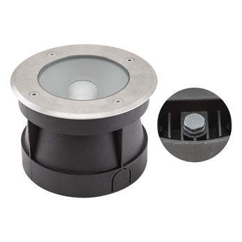 EVN LED Bodeneinbauleuchte Edelstahl Optik rund 180x125mm 14W 3000K 932lm 21-40° 110-240V IP67