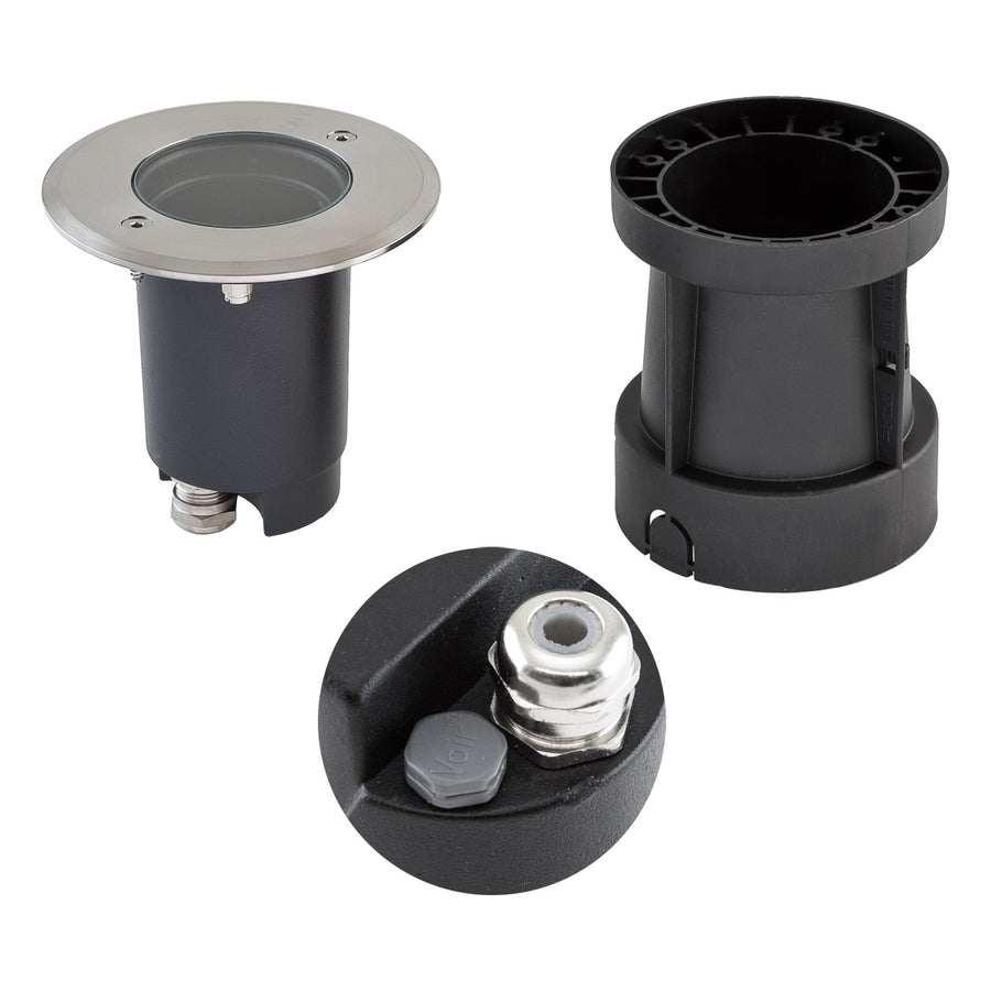 EVN Bodeneinbauleuchte mit Entlüftungsventil Edelstahl Optik schwenkbar rund 120x110mm 230V IP67