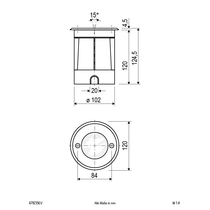 EVN Bodeneinbauleuchte mit Entlüftungsventil Edelstahl Optik schwenkbar rund 120x110mm 230V IP67