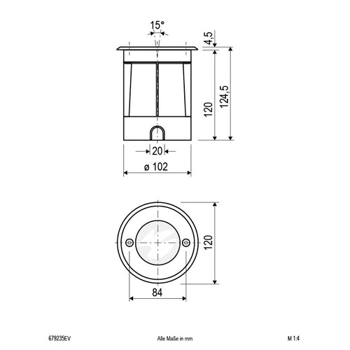 EVN Bodeneinbauleuchte mit Entlüftungsventil Edelstahl Optik schwenkbar rund 120x110mm 230V IP67
