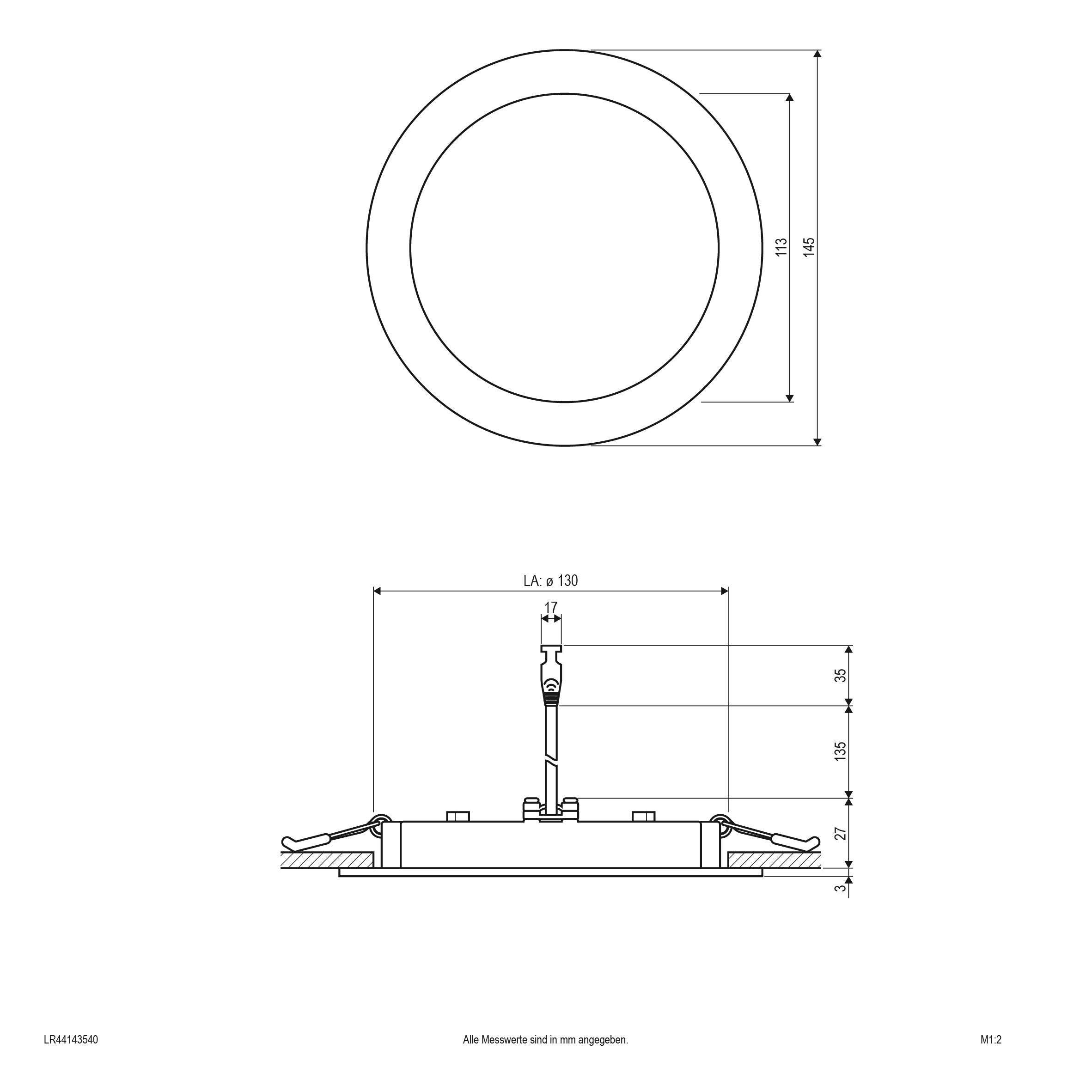 EVN LED Panel weiß rund 145x30mm 12W 4000K 1300lm >80° IP44