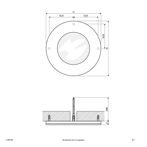 EVN LED Leuchte Edelstahl Optik rund 75x6mm 2,5W 3000K 100lm >80° 12V IP20