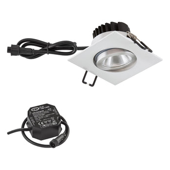 EVN Power-LED Leuchte Aluminium poliert schwenkbar viereckig 83x83x48,5mm 6W 3000K 620lm 21-40° 220-240V IP65