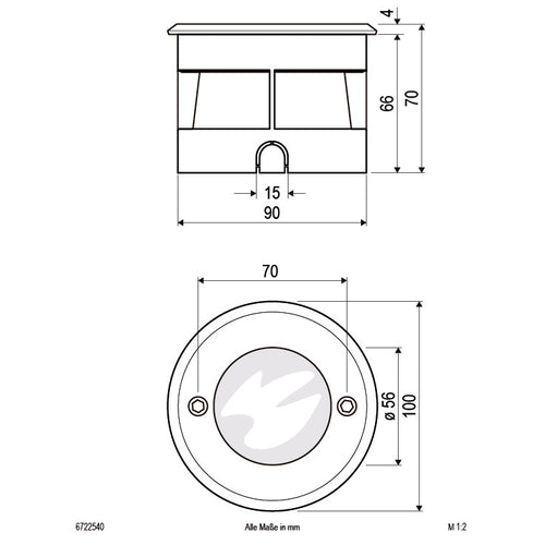 EVN LED Bodeneinbauleuchte Edelstahl Optik rund 100x70mm 2,5W 4000K 124lm >80° 100-240V IP67