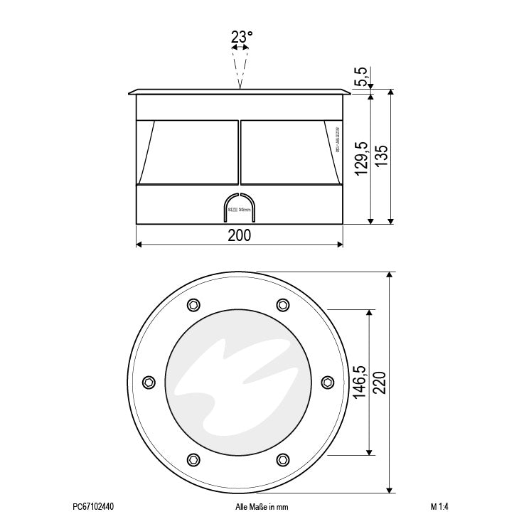 EVN LED Bodeneinbauleuchte Edelstahl Optik rund 220x135mm 24W 4000K 1645lm 21-40° 110-240V IP67