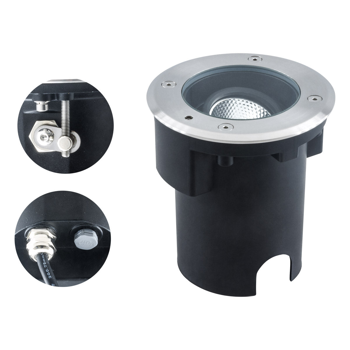 EVN LED Bodeneinbauleuchte Edelstahl Optik justierbar rund 135x115mm 7W 3000K 373lm 21-40° 220-240V IP67
