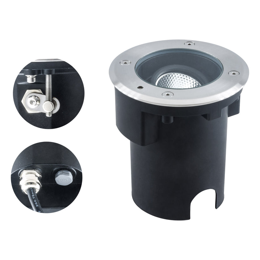 EVN LED Bodeneinbauleuchte Edelstahl Optik justierbar rund 135x115mm 7W 3000K 373lm 21-40° 220-240V IP67