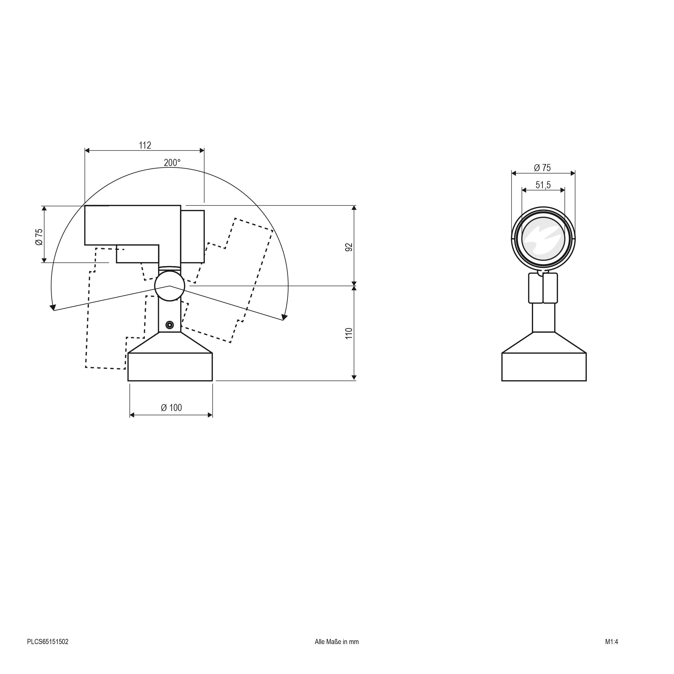 EVN LED Spot anthrazit schwenkbar drehbar rund 75x210mm 15W 3000K 934lm 41-80° 200-240V IP65 mit Anbausockel