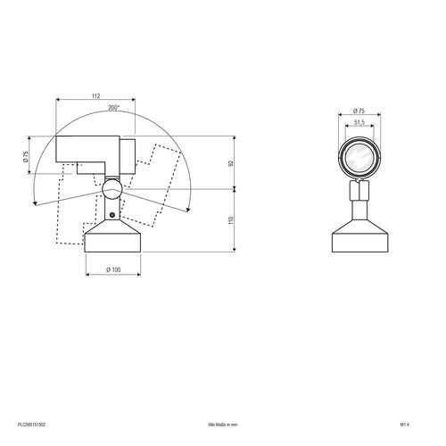 EVN LED Spot anthrazit schwenkbar drehbar rund 75x210mm 15W 3000K 934lm 41-80° 200-240V IP65 mit Anbausockel